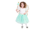 Rappa Kostium dziecięcy tutu spódniczka zielona wróżka z różdżką i skrzydełkami e-pakowanie