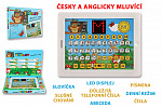 Teddies Tablet edukacyjny Mądra sowa dwujęzyczny CZ+AJ plastikowy 24x19x2cm na baterie z dźwiękiem w pudełku 32x23x3cm