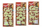 Teddies Zwierzątka naklejane na ścianę/sufit plastik świecący w ciemności plastik 3 rodzaje na karcie 15x32,5cm