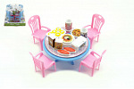 Teddies Stół i krzesło z akcesoriami plastikowymi 12cm w 3 kolorach