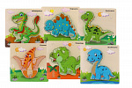 Teddies Vkládačka/Puzzle deskové dřevo dinosauři mix druhů v sáčku 16x15cm