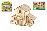 Teddies Dřevěné 3D puzzle/stavebnice domeček 4 druhy ve fólii 22,5x15cm 12ks v boxu