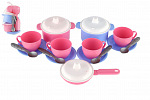 Teddies Zestaw kolorowych naczyń plastikowych 18 szt. w siatce 12m+