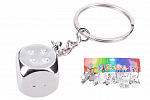 Wiky Brelok/brelok do kluczy kostka do gry metalowa 8cm srebrna
