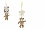 Teddies Miś z gwiazdką pluszowy zawieszka na łóżeczko/wózek nakręcana pozytywka 36cm na karcie w woreczku 0+