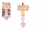 Teddies Piszczałka/gryzak słoń pluszowy 22cm na karcie w woreczku 0+