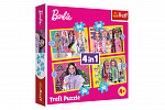 Trefl Puzzle 4 w 1 Happy World Barbie 28,5x20,5cm w pudełku 28x28x6cm