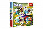 Trefl Puzzle 4w1 Życie w wiosce Smerfów 28,5x20,5cm w pudełku 28x28x6cm