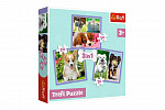 Trefl Puzzle 3 w 1 Szczenięta 20x19,5cm w pudełku 28x28x6cm