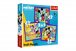 Trefl Puzzle 3v1 Mickey a jeho veselá parta 20x19,5cm v krabici 28x28x6cm