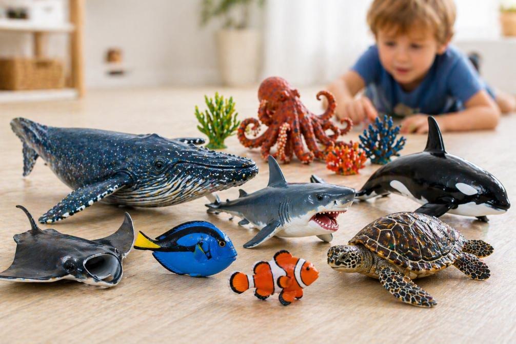 realistické figurky ryb a vodních tvorů pro děti v detailu
