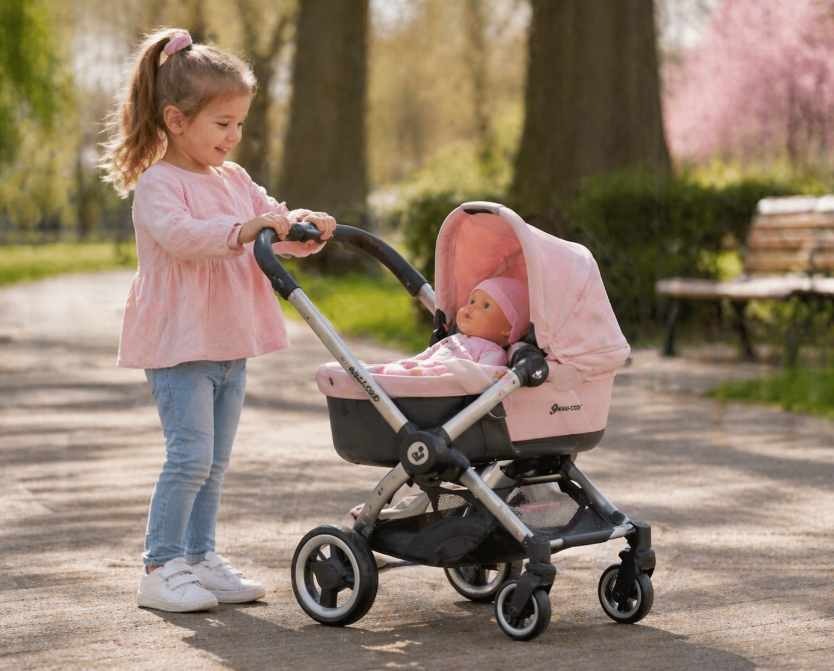 Kočárek pro panenky od 4 let – realistický Maxi-Cosi kočárek pro panenku pro děti