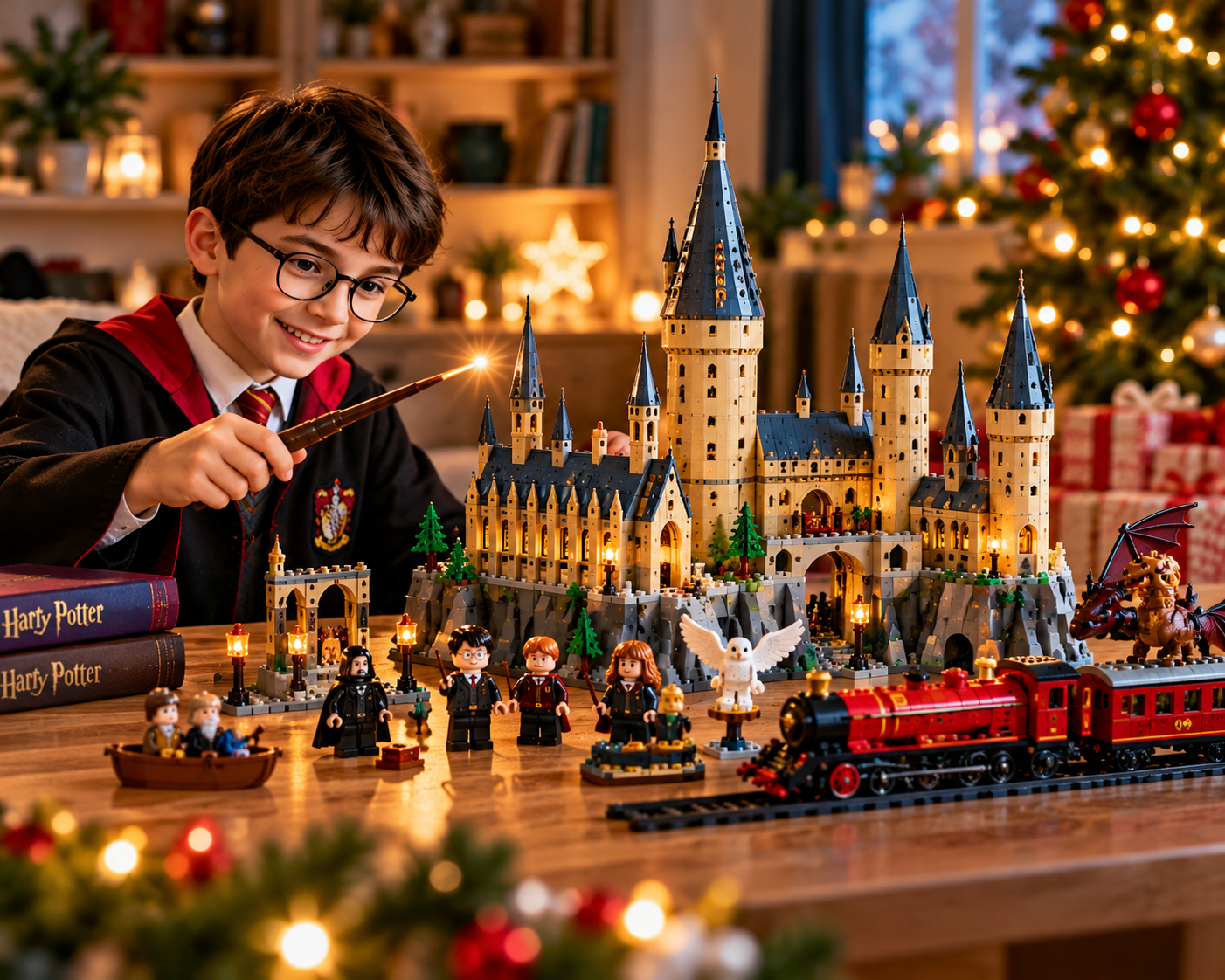 Inspirace na vánoční dárky pro fanoušky Harryho Pottera. Kouzelnické figurky, hrady a tematické doplňky umožňují přehrávat oblíbené scény a vymýšlet nová dobrodružství ze světa magie.
