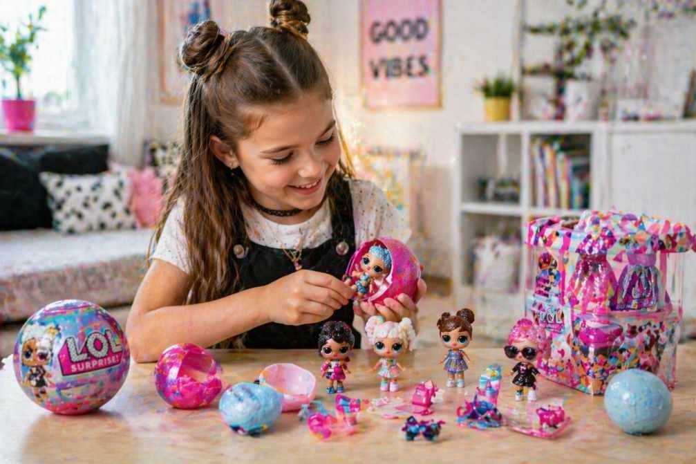 dítě si hraje se sběratelskými panenkami L.O.L.