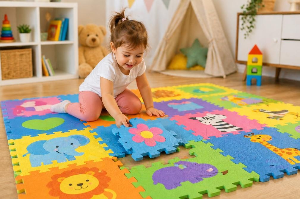 Pěnové puzzle na zem pro děti – měkká podložka s velkými dílky