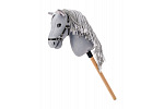 FAUNICA Hobby horse Apollo, šedý kôň na tyči, povrázková hriva