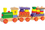 WOODY drevený skladací vlak s potlačou, svetlo, zvuk