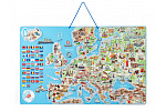 Woody Magnetická mapa EURÓPY, spoločenská hra 3 v 1, SJ