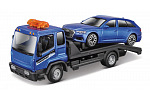Bburago – STREET FIRE, Odtahové vozidlo Flatbed Tow Truck + Audi A6 Avant, 1:43