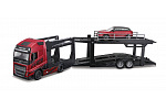 Bburago - STREET FIRE, Kamion s návěsem Multicar Carrier Volvo FH16 + Land Rover LRX Concept, 1:43