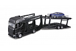 Bburago - STREET FIRE, Kamion s návěsem Multicar Carrier Scania 770S + Lamborghini Urus, 1:43