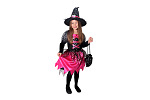 Rappa Dětský kostým čarodějnice růžová s hvězdičkami (S)