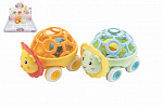 Teddies Hrkalka autíčko zvieratko plast 14cm 2 farby na voľný chod