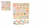 Teddies Vkladačka/Puzzle doskové obrysové abeceda drevo 30x30cm vo fólii 24m+