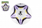 Teddies Lopta futbalová nafúknutá šitá 23cm fialovobiela v sieťke