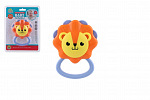 Teddies Hrkálka lev plast 9x11cm na karte 0m+