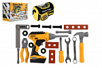 Teddies Sada náradia plast s aku vŕtačkou 16x17cm na batérie so zvukom s taškou v krabici 24x17,5x12cm