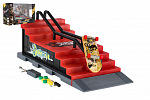 Teddies Skatepark - skateboard prstový skrutkovací s rampou plast 8cm s doplnkami mix druhov v krabici 28x18cm