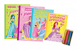 FONI Book Maľovanky+aktivity Princezné 4ks +pastelky CZ+SK verzia v sáčku 21x29cm